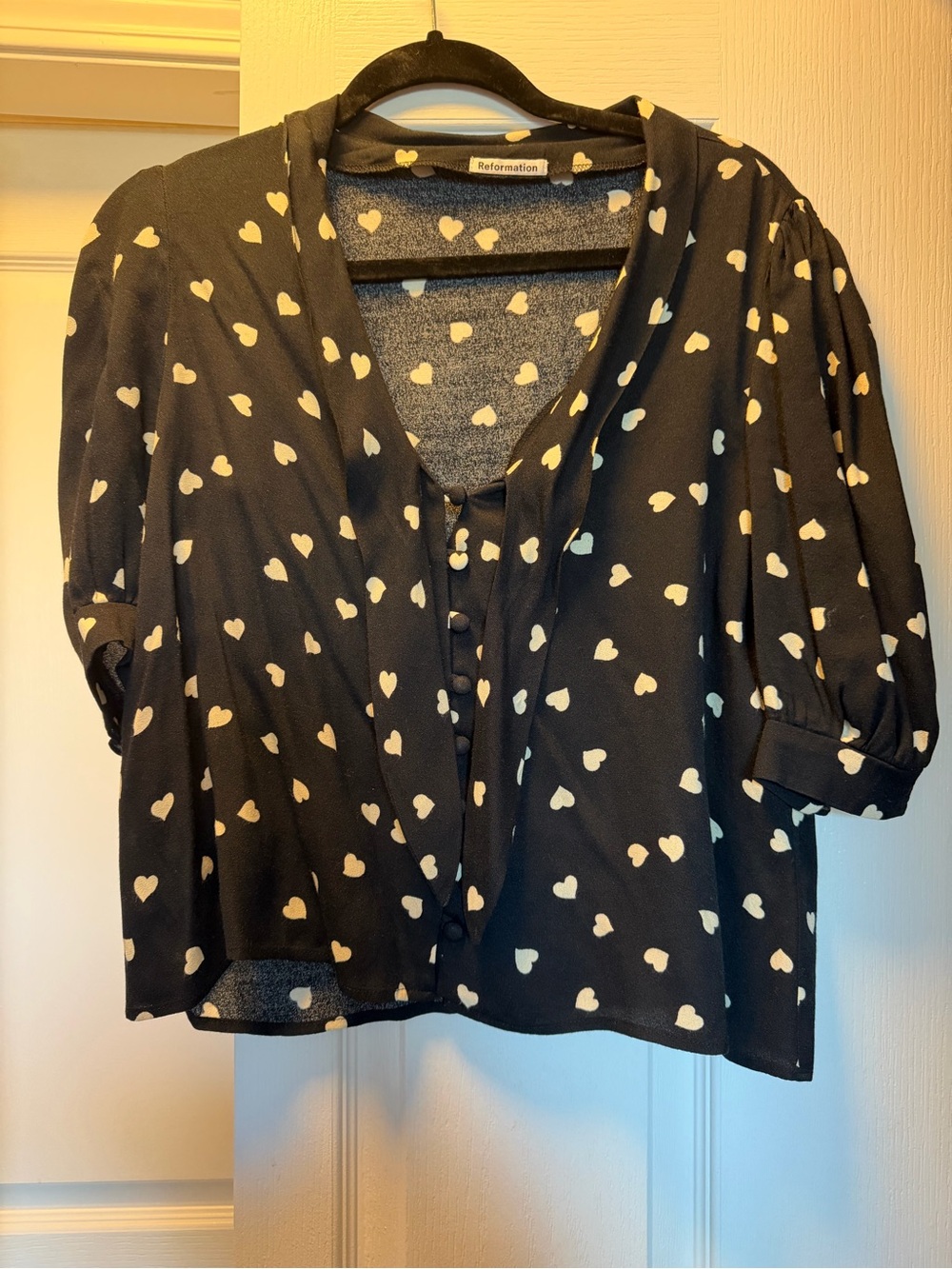 Reformation Black Heart-Print Top